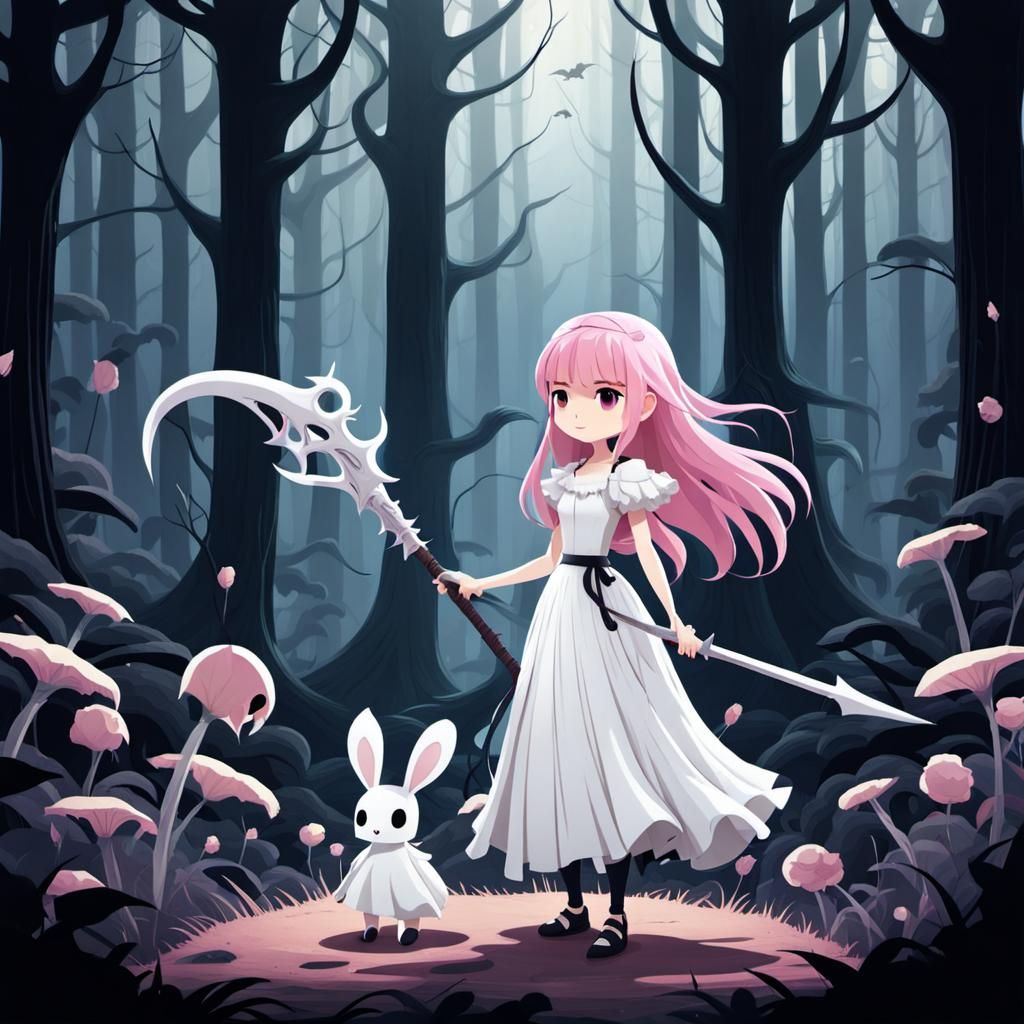 Pink-Haired Scythe Warrior in Monster Forest