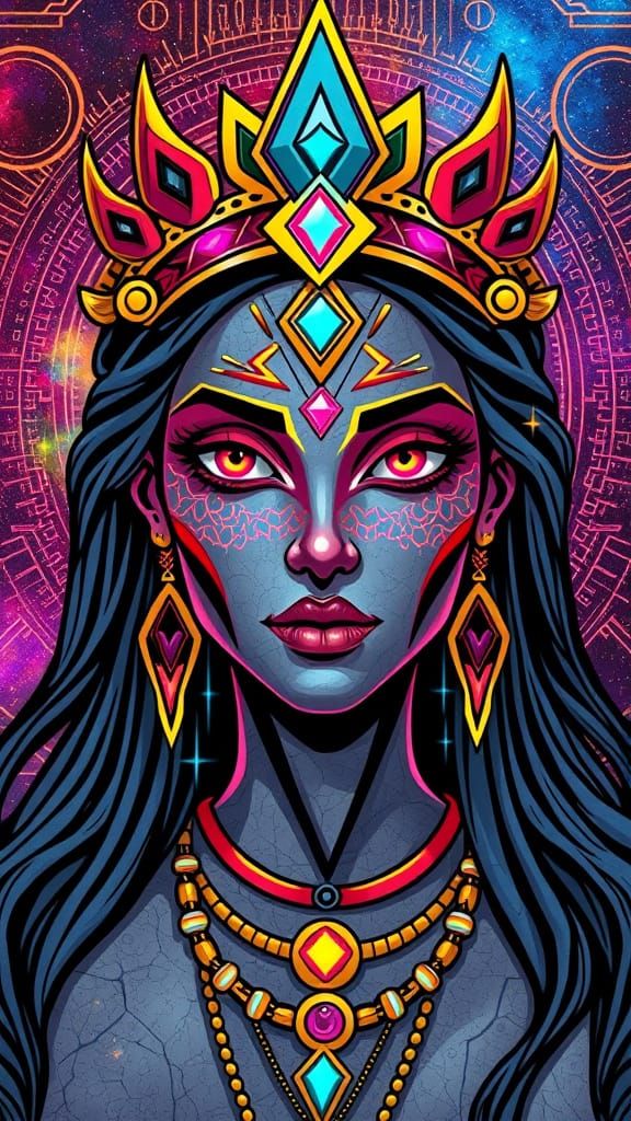 Cosmic Mother Goddess in Cyberpunk Digital Art