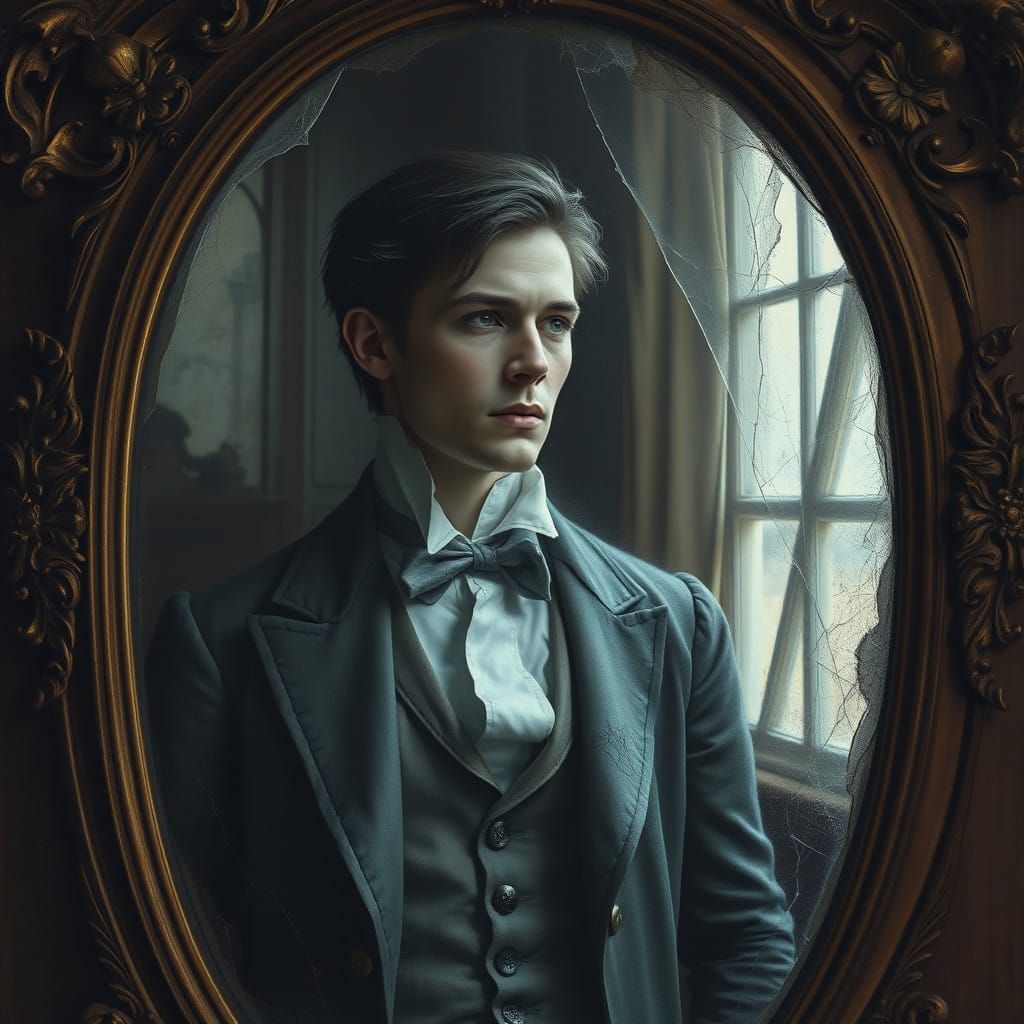 Ethereal Gentleman Gazing Beyond the Mirror