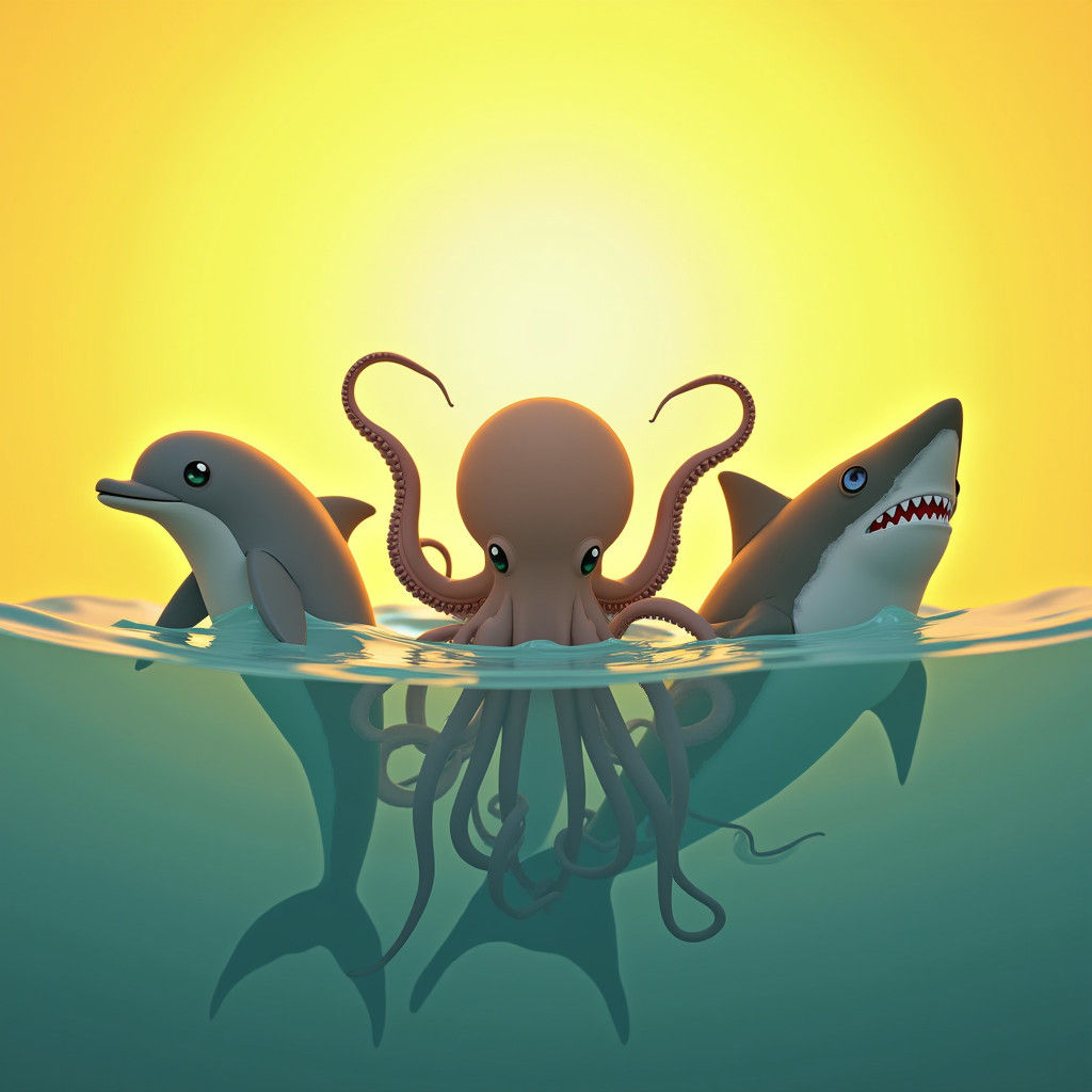 Ethereal Sea Creatures Emerge from Oceanic Depths in Vibrant...