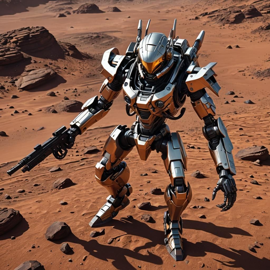 Mechanical Scorpion on Mars in Anime Style