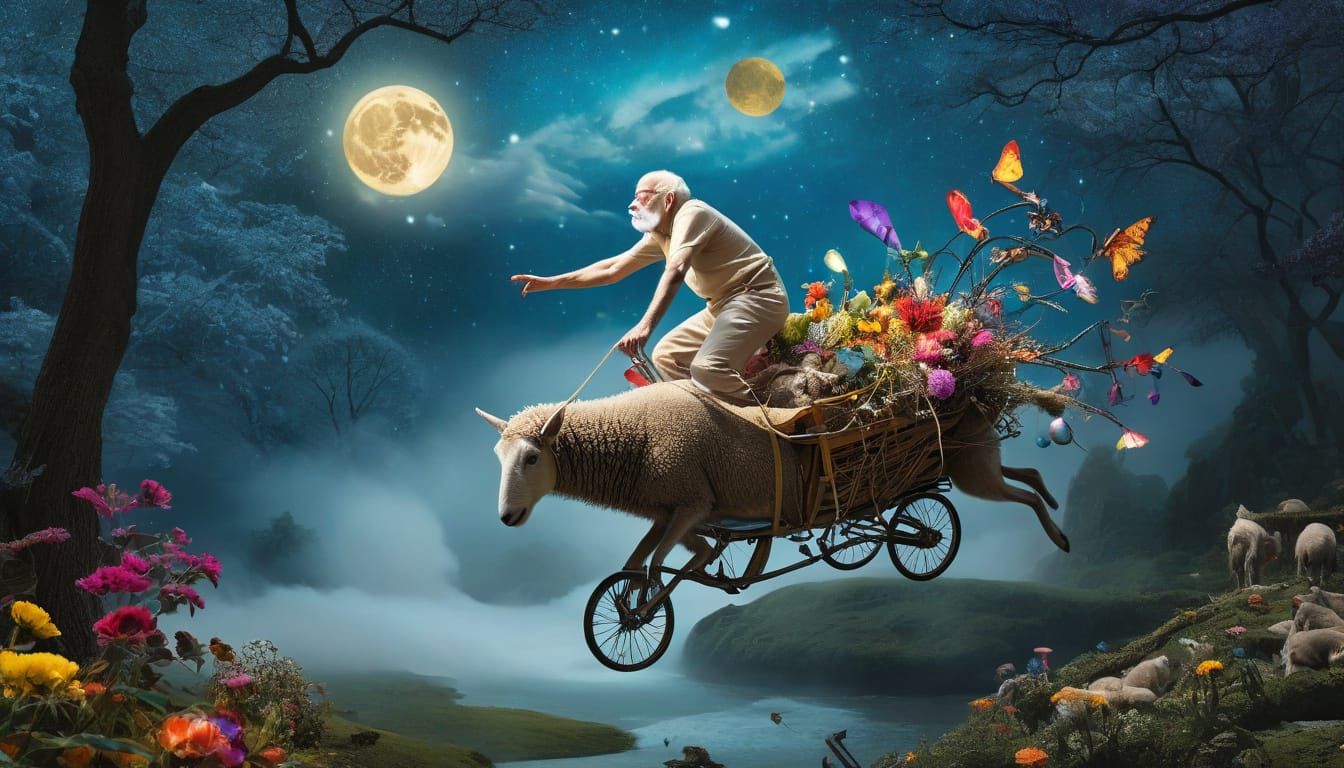 Surreal Tea Party on Floating Island in Ethereal Style