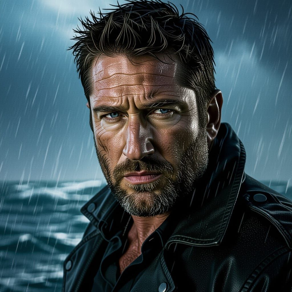 Gerard Butler Movie Poster with Stormy Sea