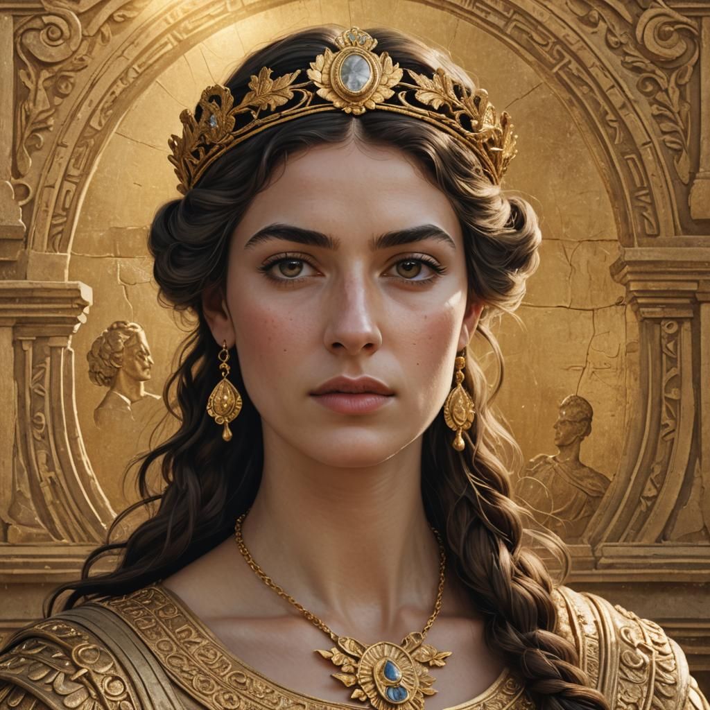 Ancient Greek Queen Portrait in Matte Painting Style