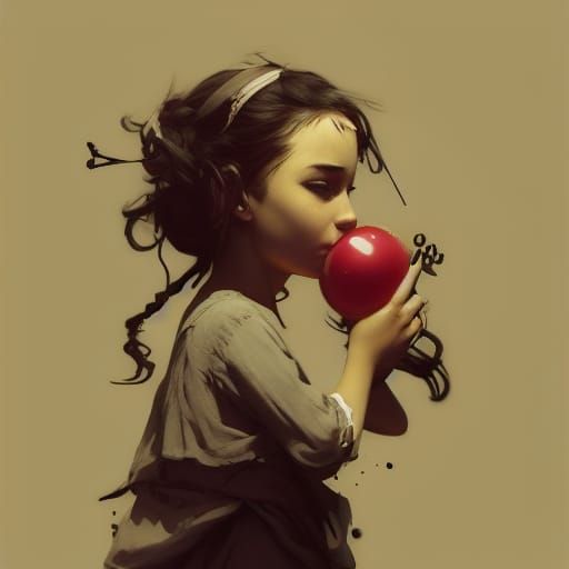 Banksy Balloon Girl Portrait in Hyperdetailed Style