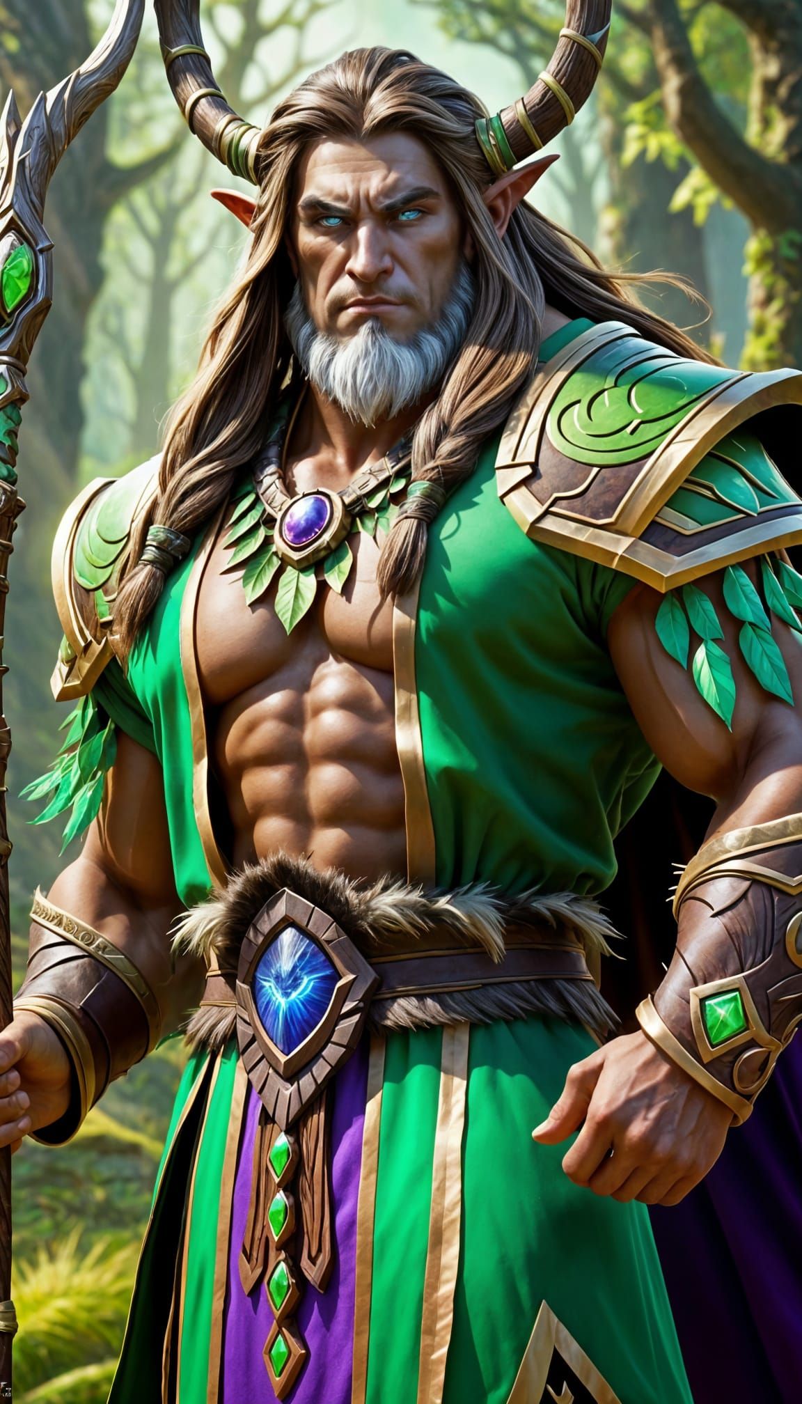 Malfurion in Warcraft Style with Druid Staff