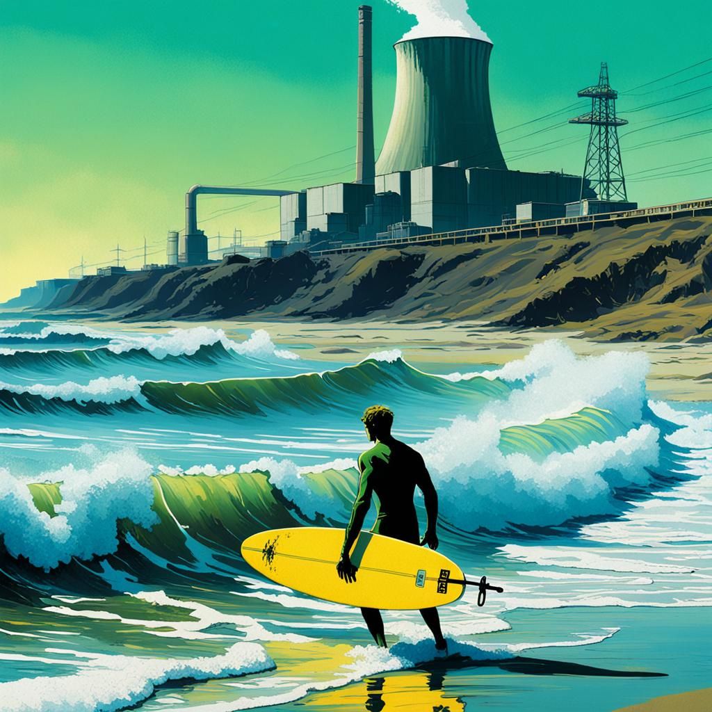 Mutant Surfer Rides Toxic Wave: Jim Burns Style