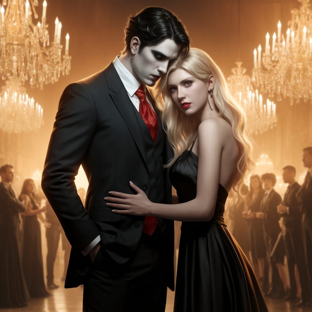 Vampire's Midnight Encounter in Luxurious Ballroom