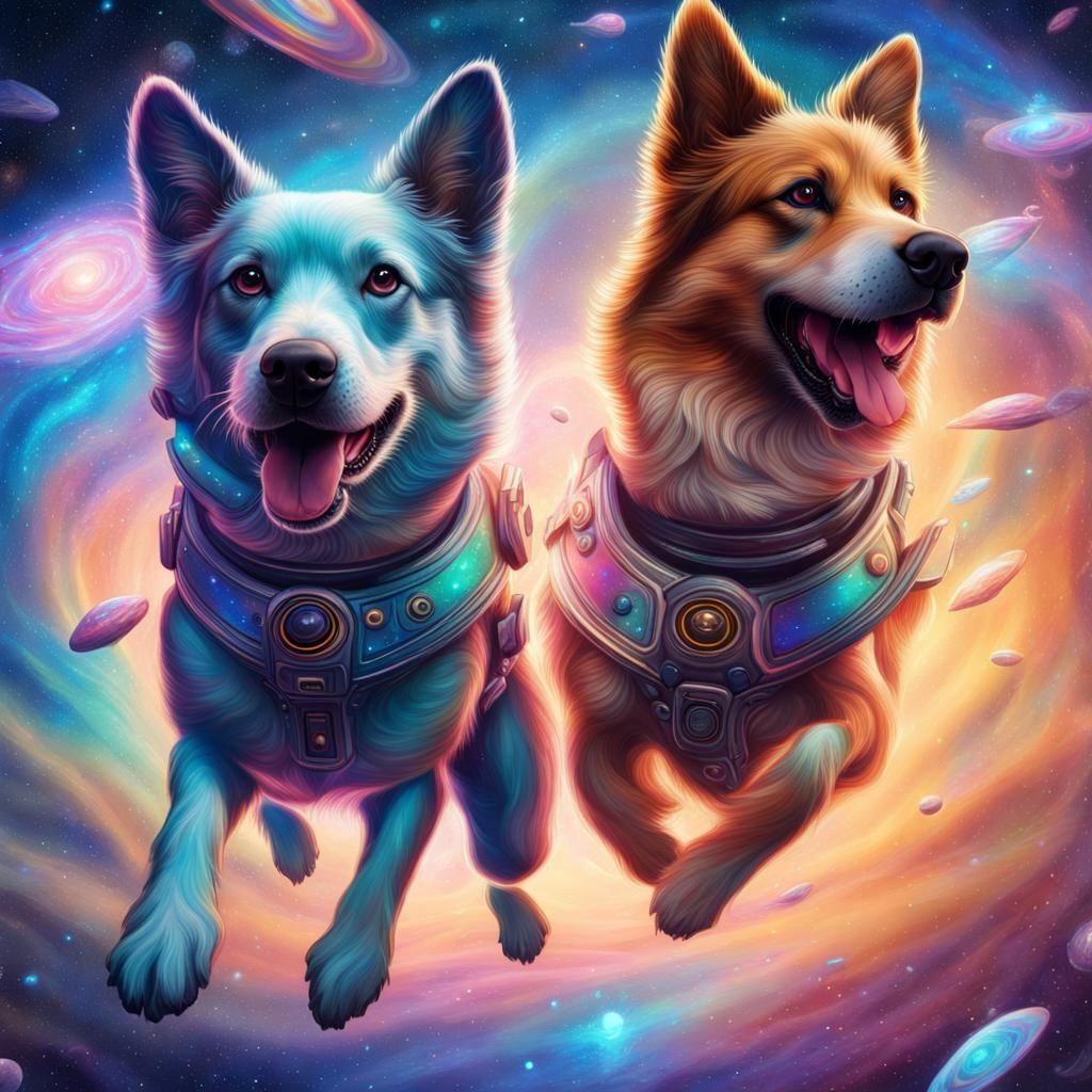 recreate the dogs flying thru space