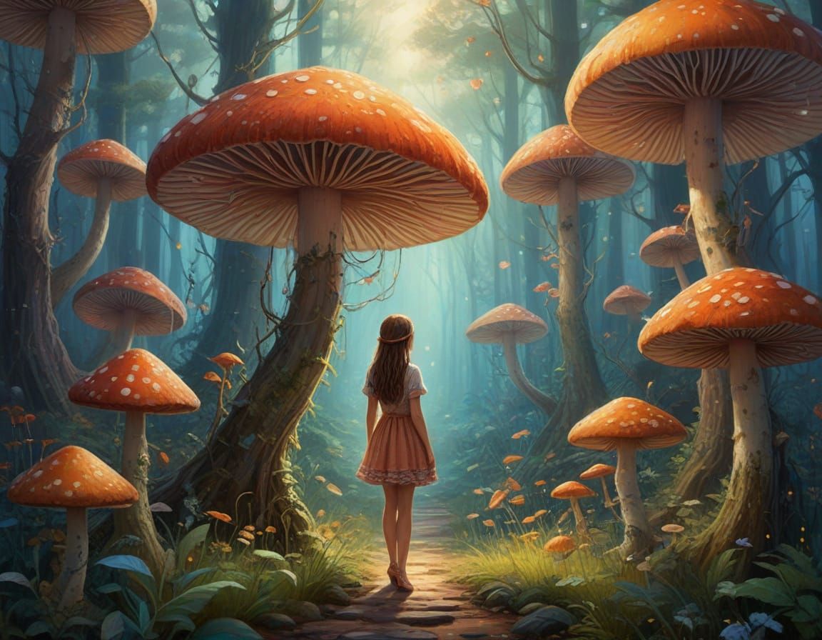 Enchanted Forest in Whimsical Impressionist Oil Painting