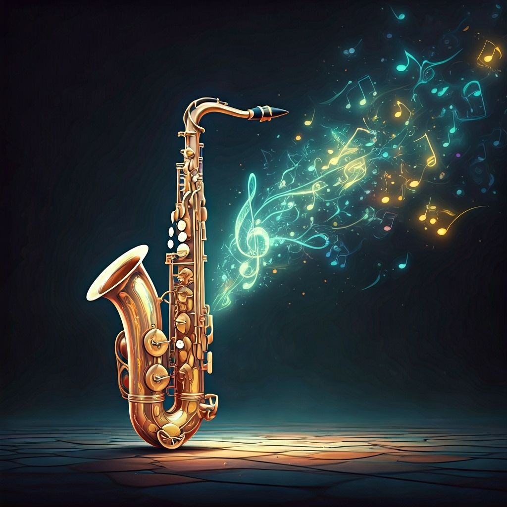 Magical Saxophone Emitting Luminescent Musical Notes