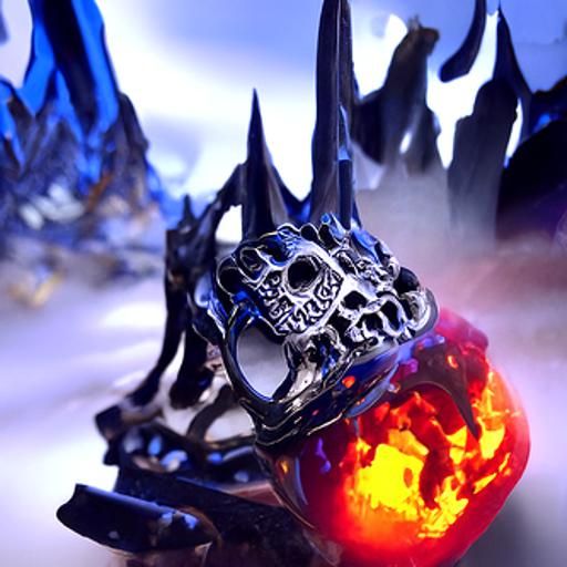 Hellfire Knight Skull Ring: Detailed Fantasy Art