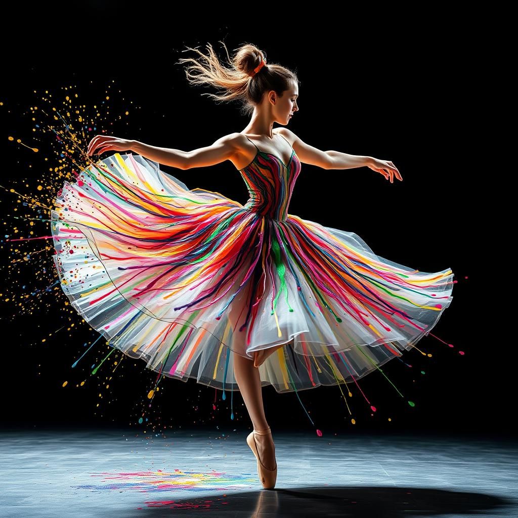 Ballerina's Dance: A Vibrant Abstract Explosion