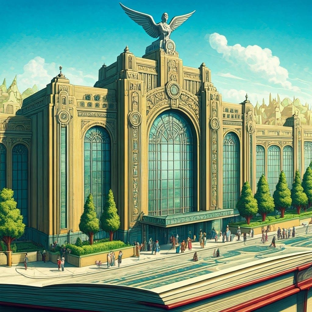 Art Deco Train Station in Pop-Up Style