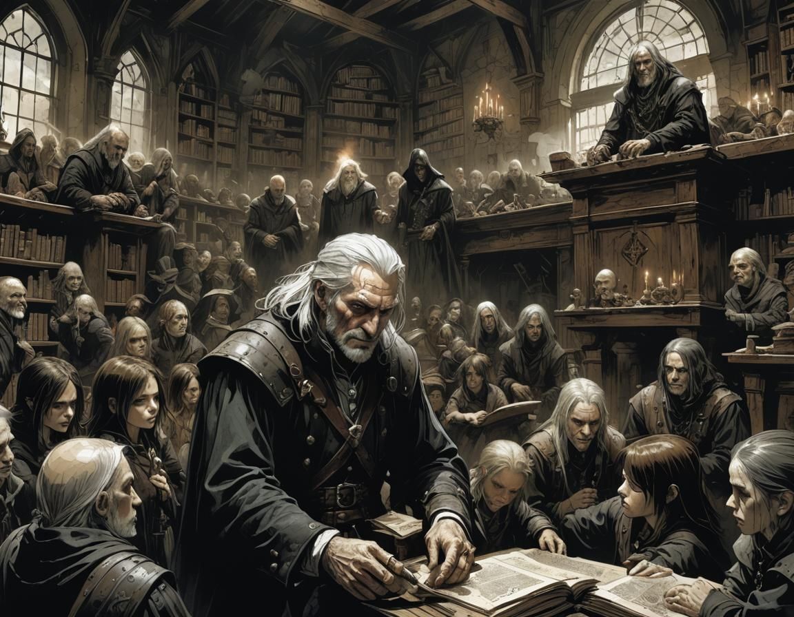 Alchemy Teacher's Grief in Wizard School Classroom