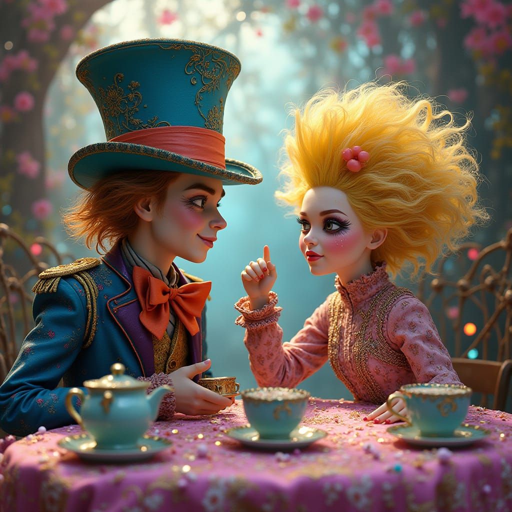 Realistic Doll Mad Hatters at Tea Party