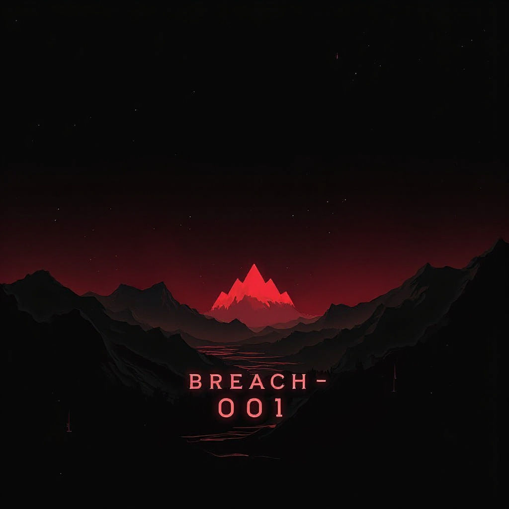 Cyberpunk Phone Wallpaper with Red Mountains and Symbol