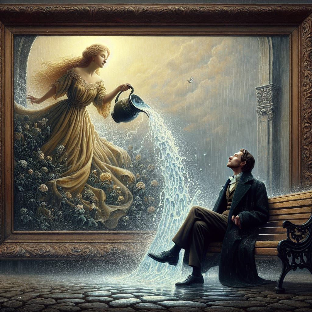 Woman Pouring Water: Oil Painting Brought to Life