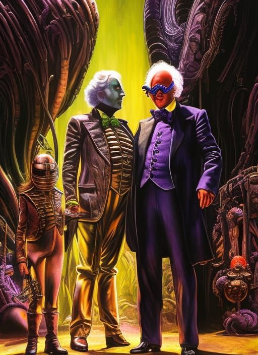 Willy Wonka and Oompa Loompa: Hyperrealistic Concept Art