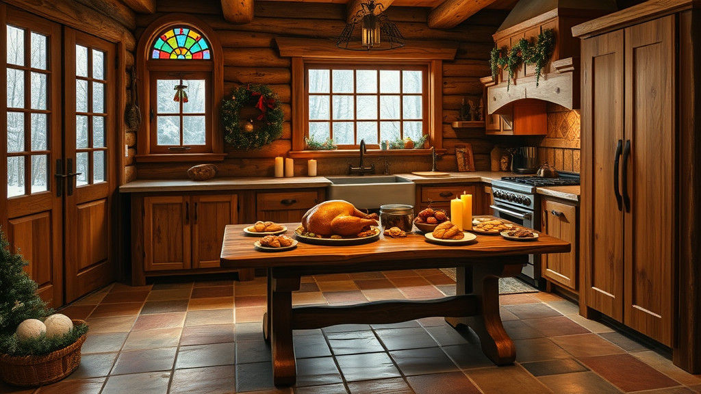 Rustic Christmas Kitchen in Photorealistic Style