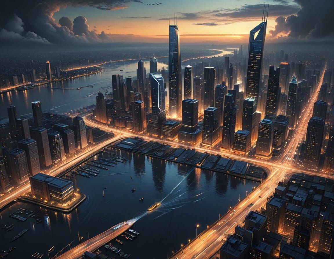 Dawn River Hut Transforms into Futuristic Metropolis