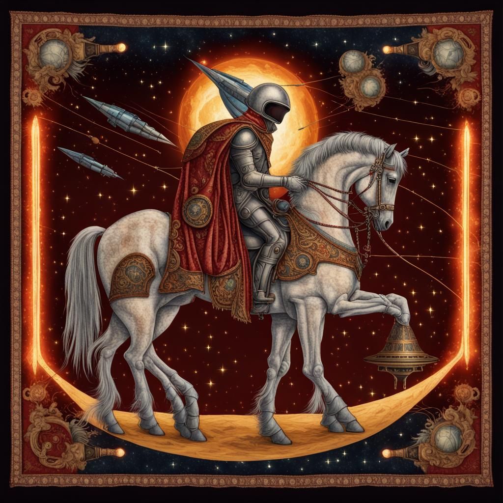 Medieval Tapestry: Horse, Spaceship, and Technology