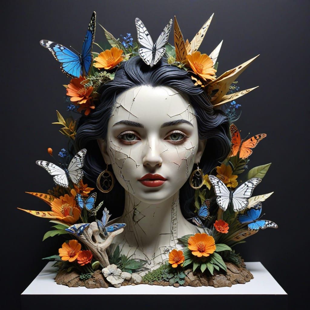 3D Collage Sculpture Art Piece