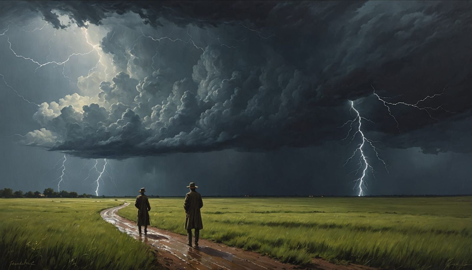Figure in a Thunderstorm: Dramatic Impasto Painting