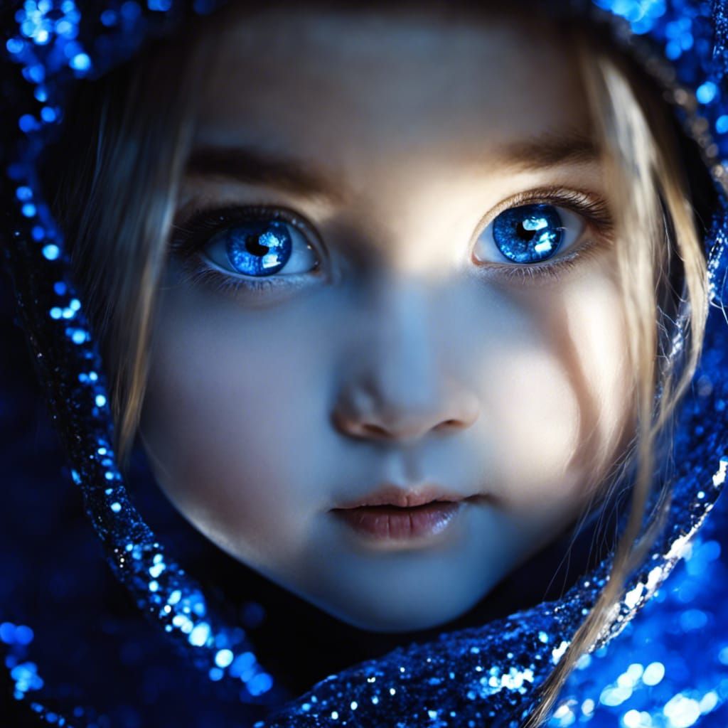 Glistening Blue Eyes with a Teary Effect