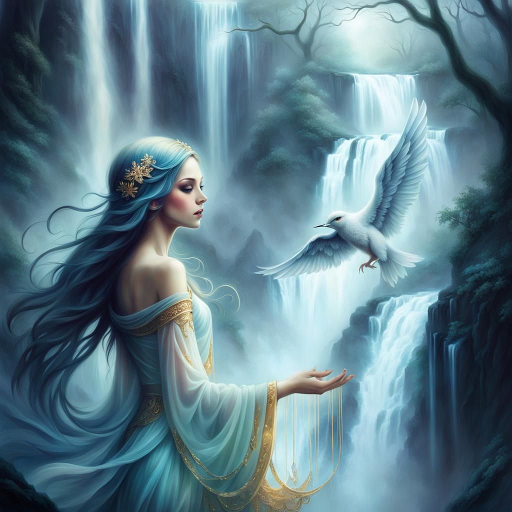 Ethereal Waterfall Spirit in Dittmann Style