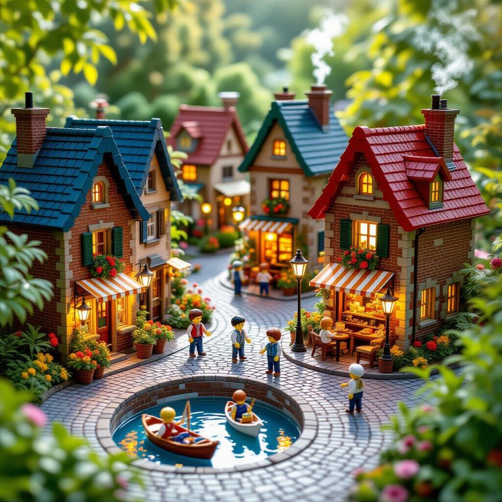 Whimsical Miniature Brick World: Cozy Fantasy Scene