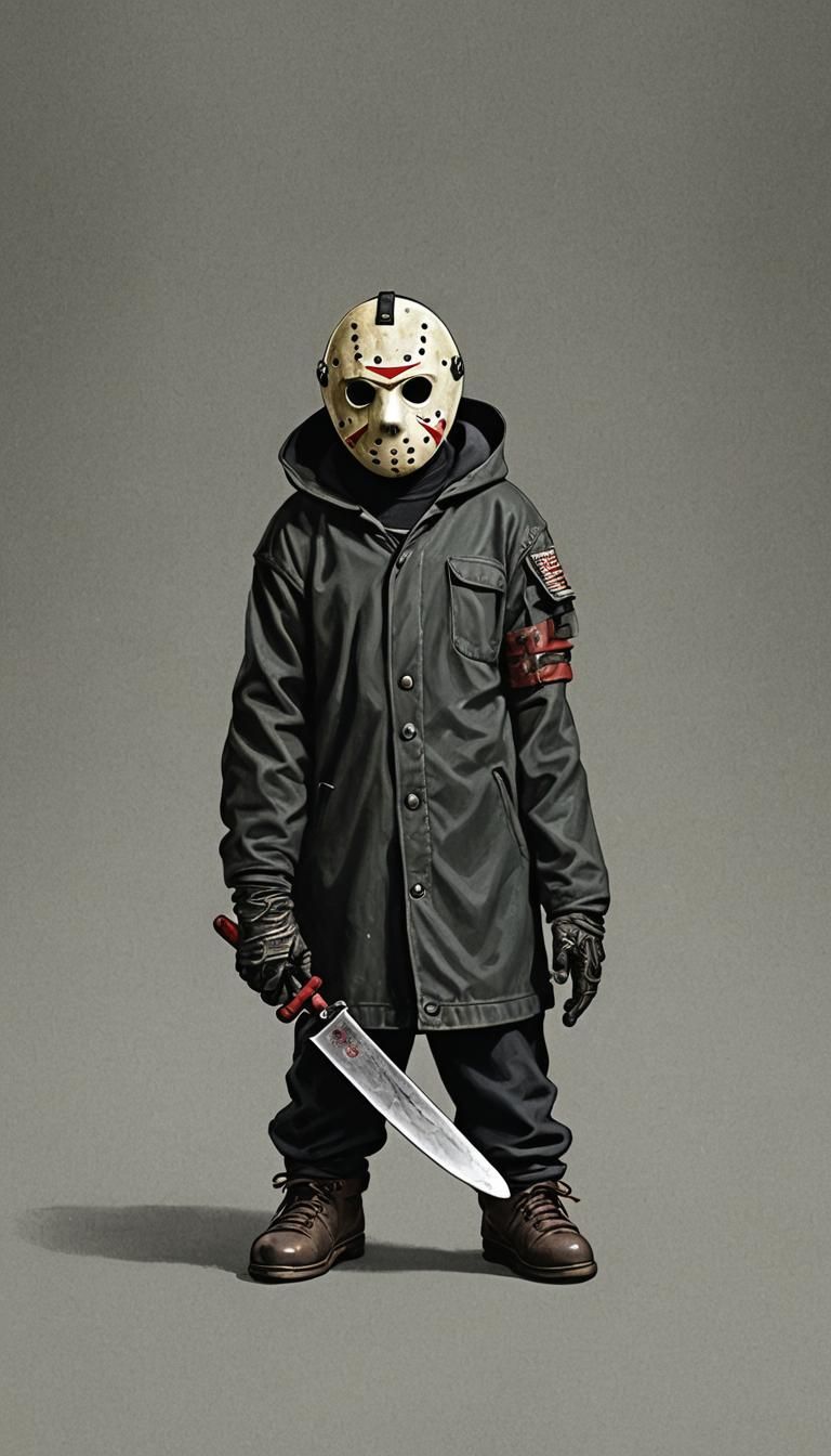 Jason Voorhees Mask on Small Figure with Knife
