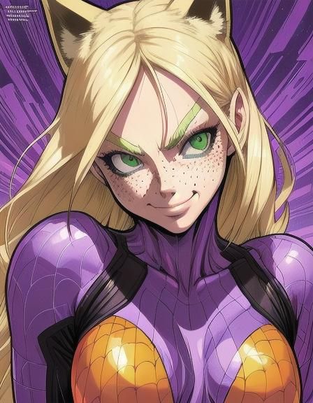 Blonde Supervillain in Comic Book Art Style