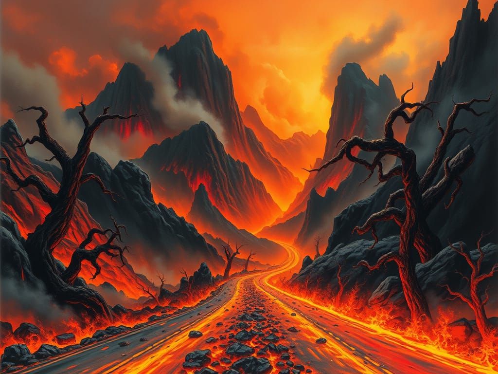 Infernal Highway: A Dark Fantasy Landscape