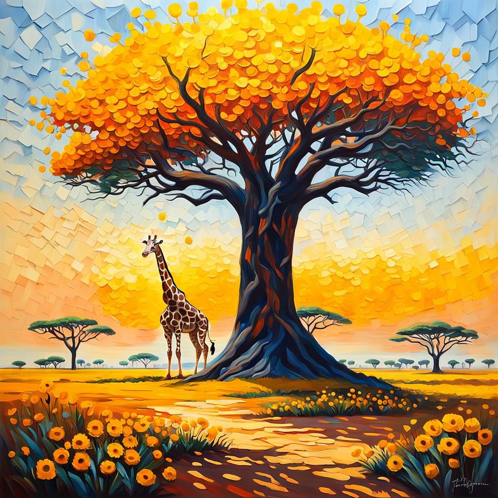 Giraffe in a Sunny Savannah