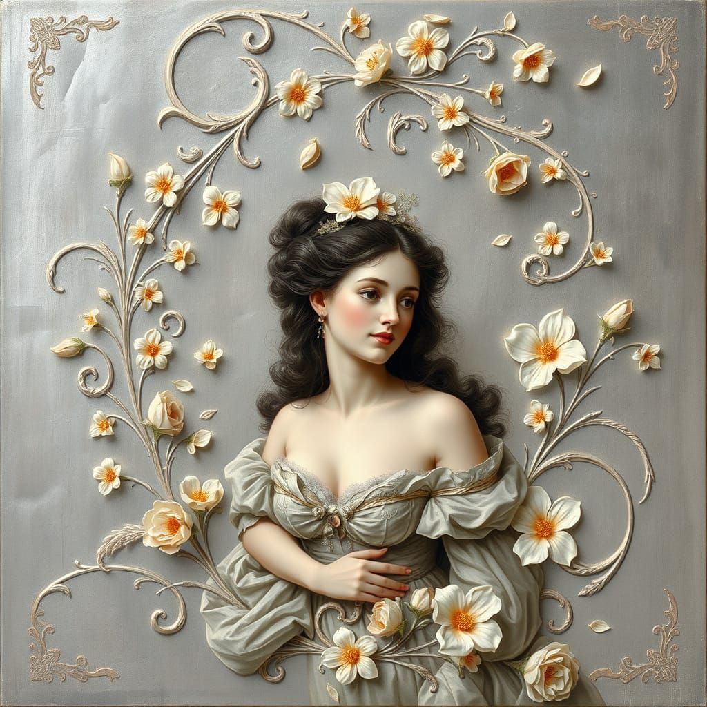 Elegant Lady in Whimsical Rococo Splendor