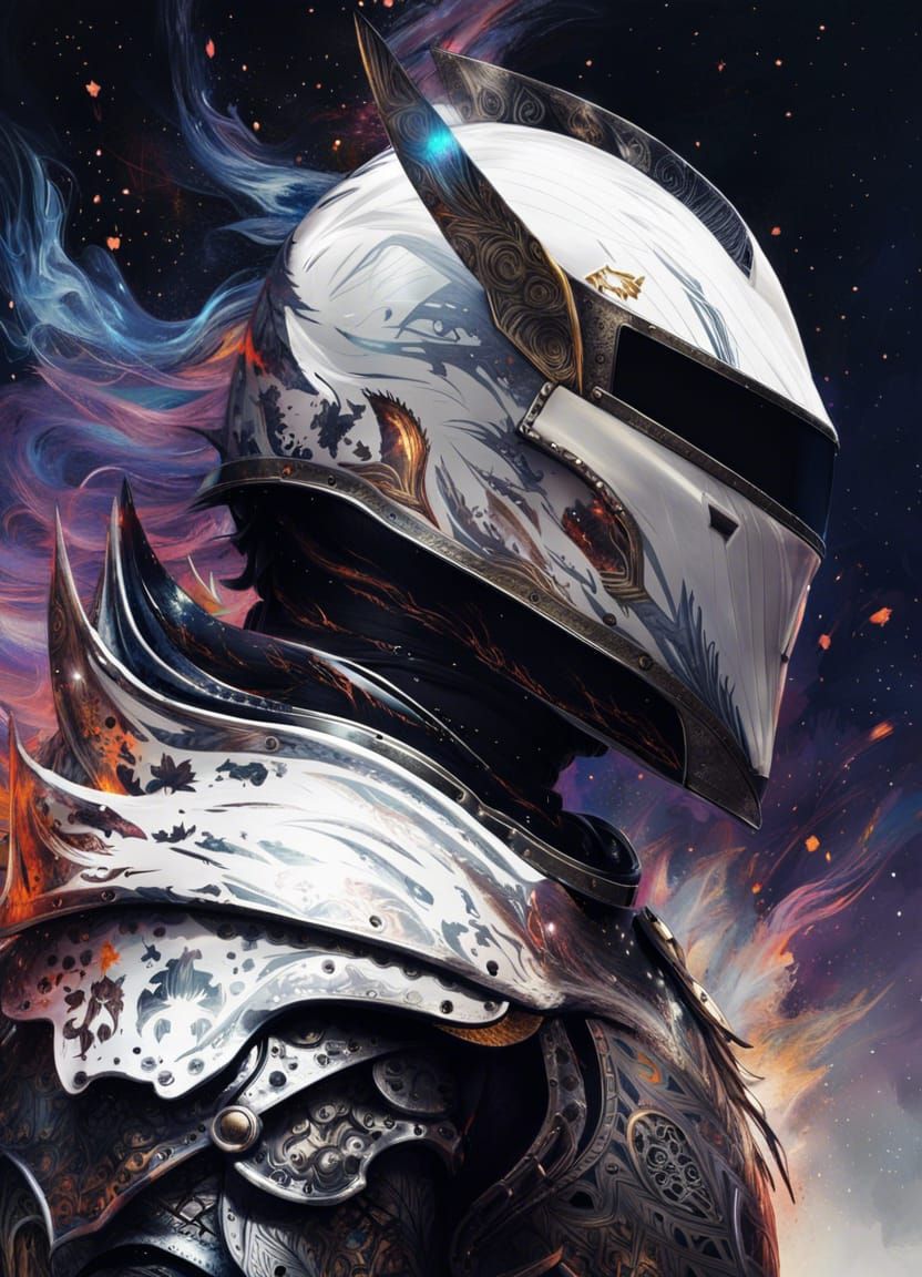 Galactic Knight in Flames Digital Painting
