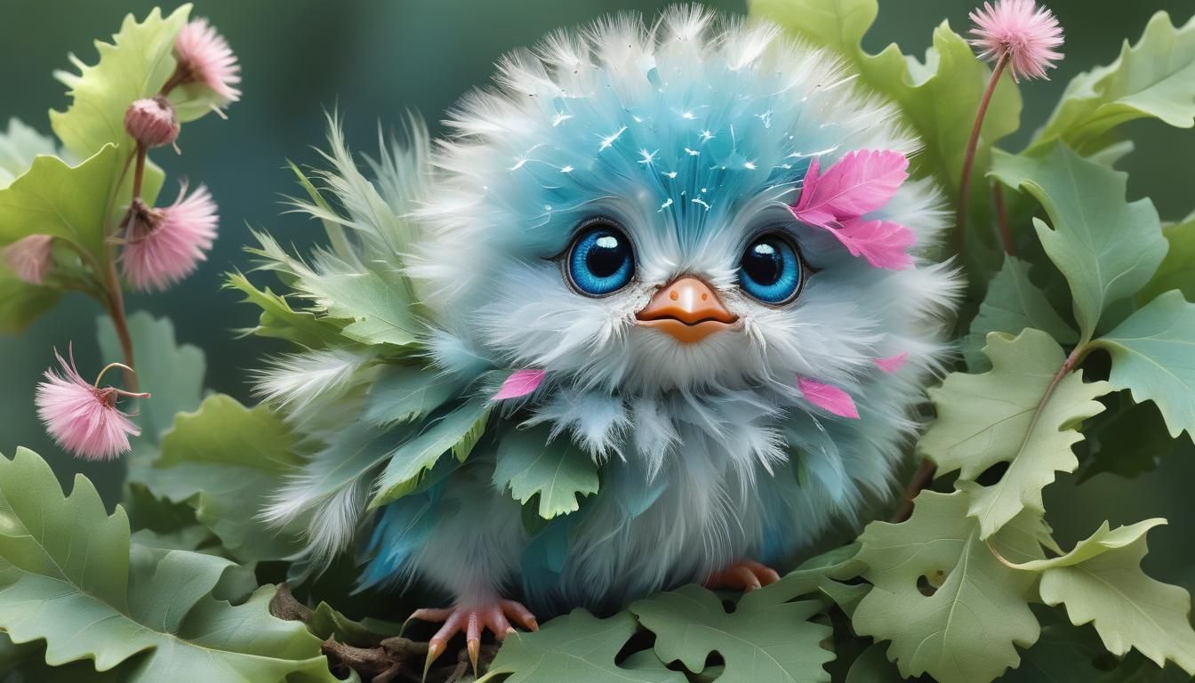 Pastel Fantasy Bird with Sparkling Eyes