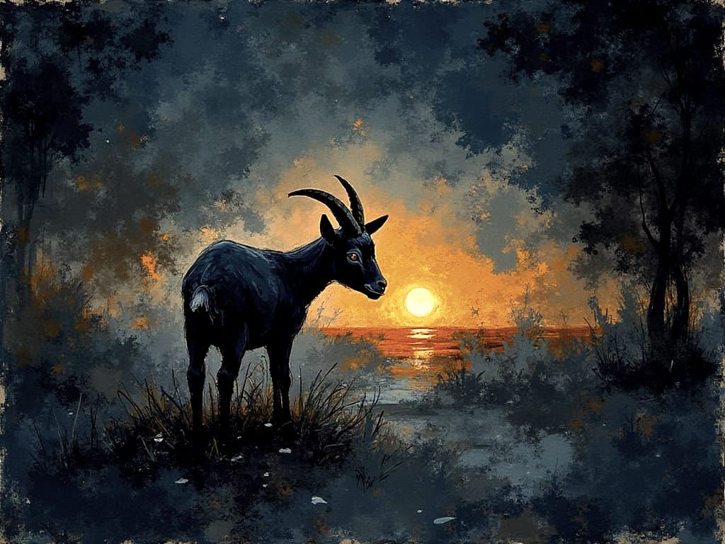 Mysterious Goat in Sunset Glow