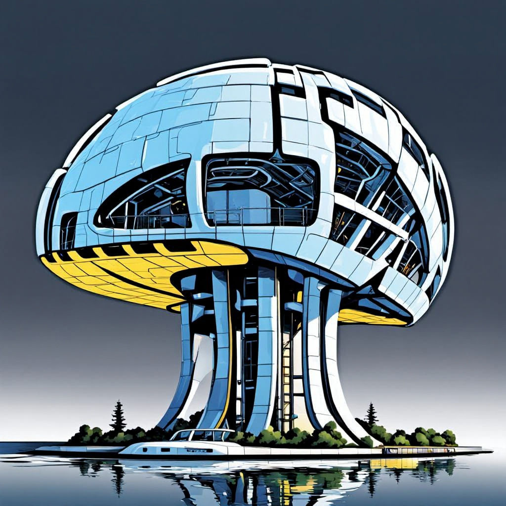 Cyberpunk Cerebellum Depot: Futuristic Transportation Hub