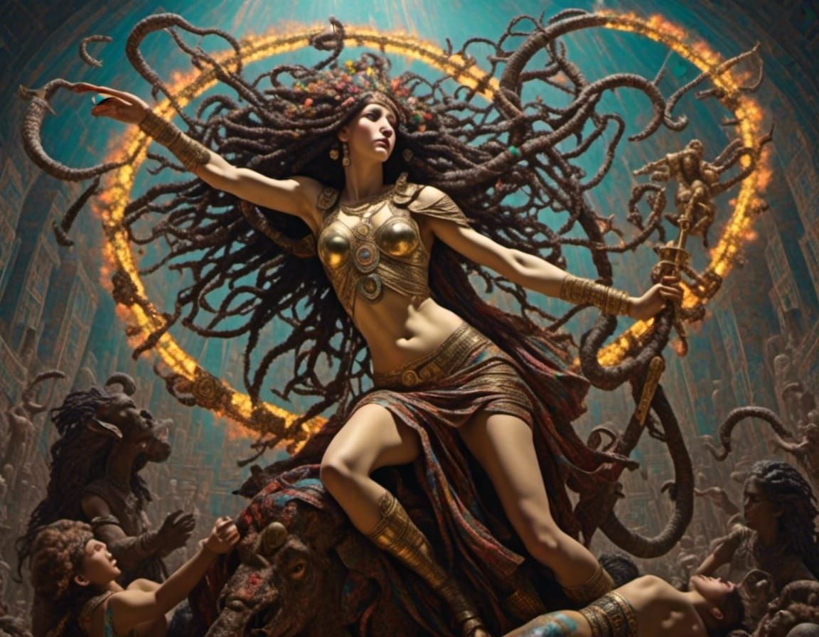 <lora:Pastel Aether:1.0> Perseus fighting Medusa hyperrealistic naturalistic lighting