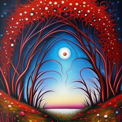 Colorful Forest Garden: Mixed Media Abstract Painting