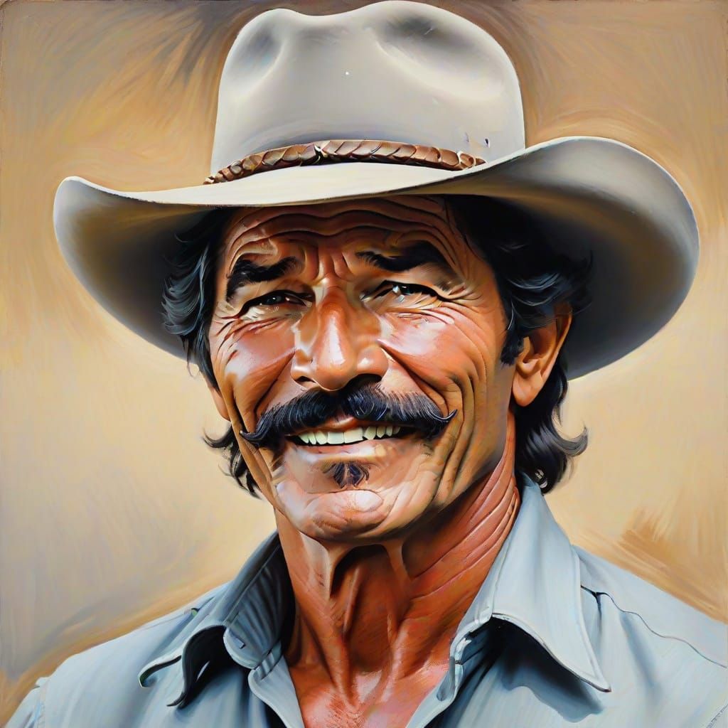 Cowboy Portrait in Impressionistic Oil Style