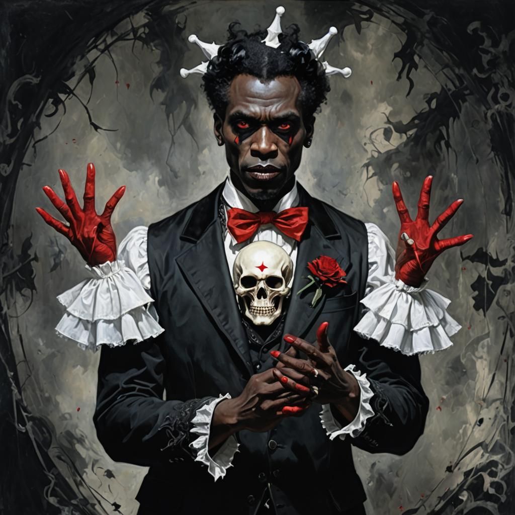 Gothic Demonic Man Holding a Sign