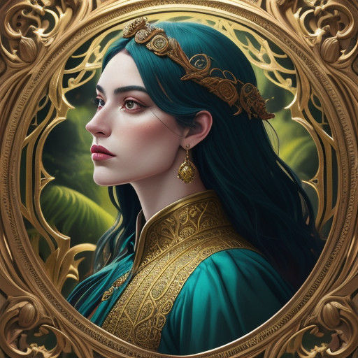 Enchanting Goddess of Luxury in Golden Hues