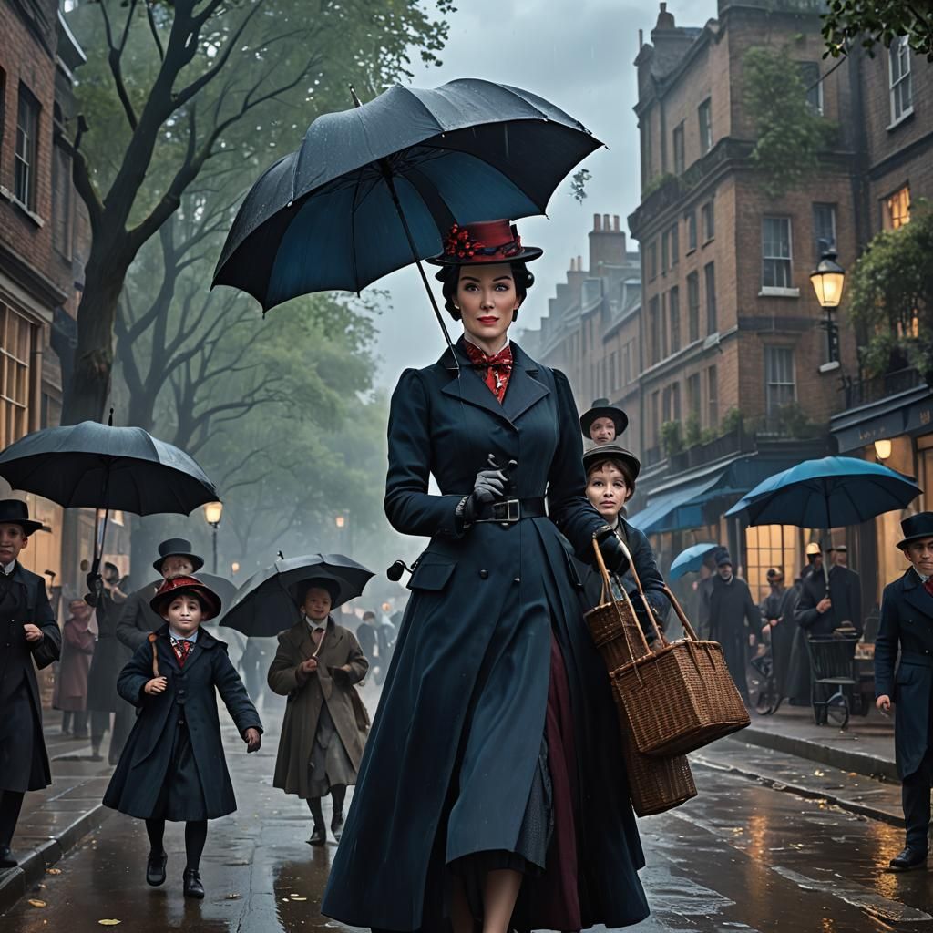 Mary Poppins: Detailed Matte Painting in Fantasy Style