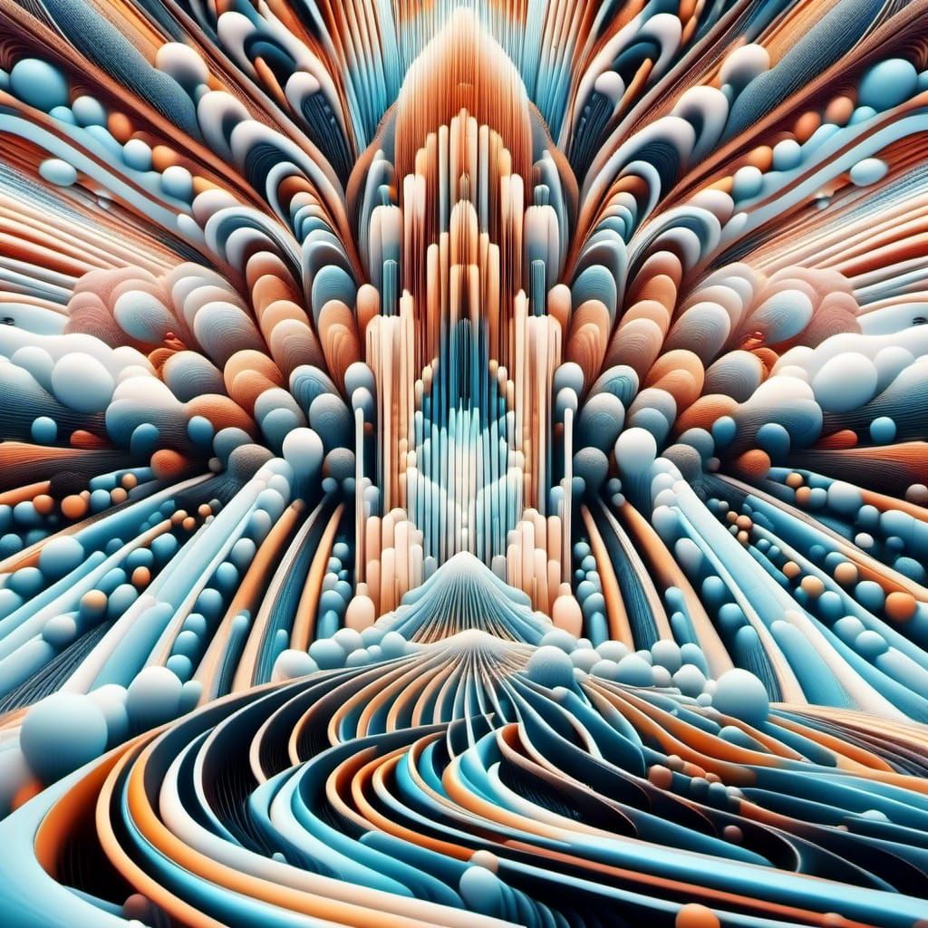 Kinetic Pointillism Landscape in Bright Colors