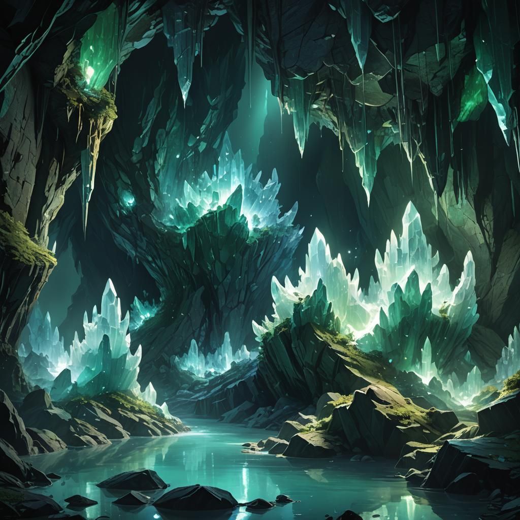 Glowing Crystal Hedgehog in a Dark Cave