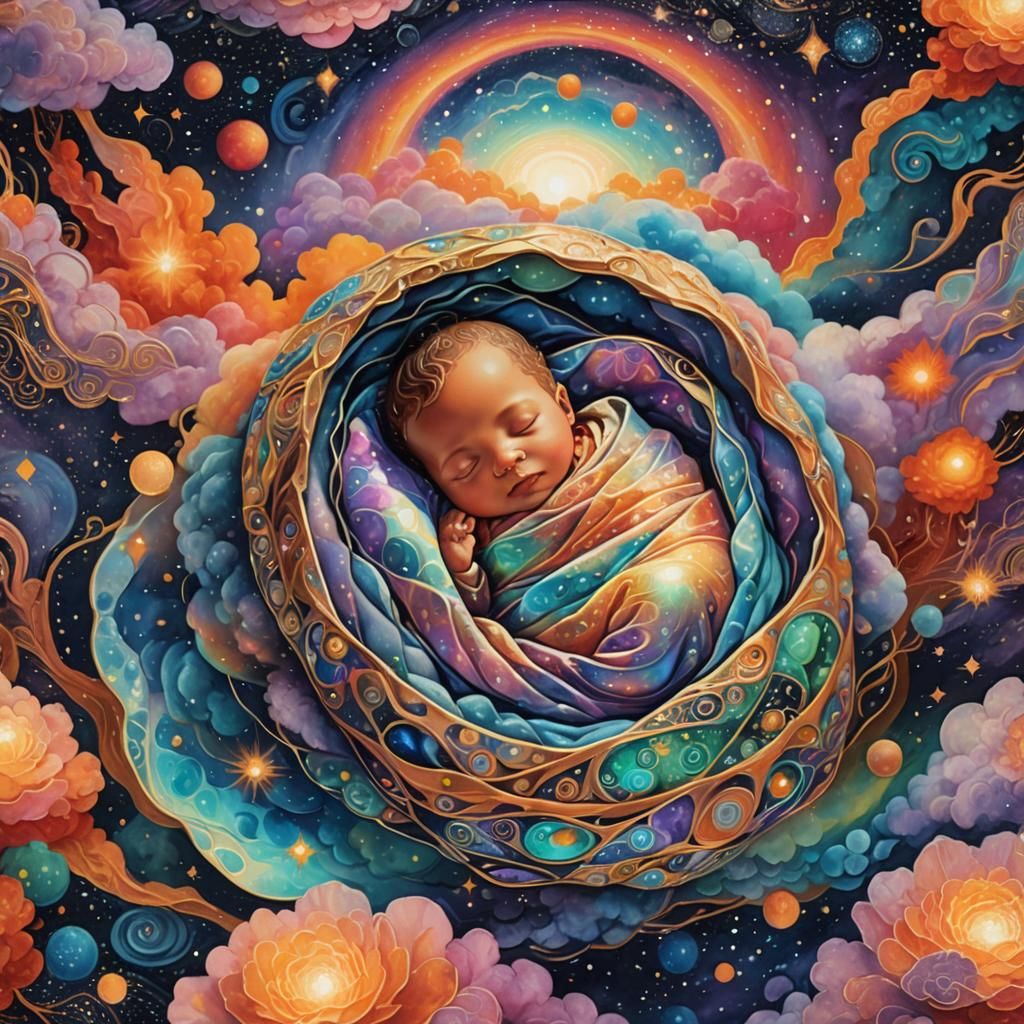 Astral Baby in Cosmic Cocoon: Visionary Art