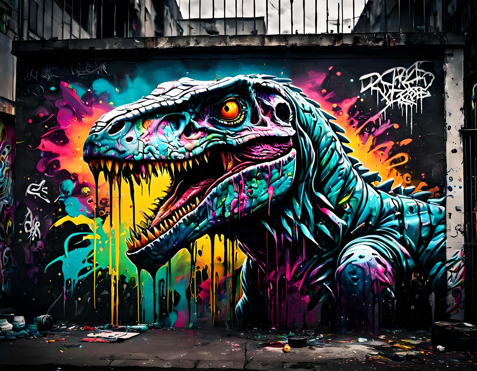 Intense Horror Graffiti Art in Cinematic Style